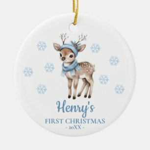 Baby Deer Personalized Baby's First Christmas Ceramic Ornament