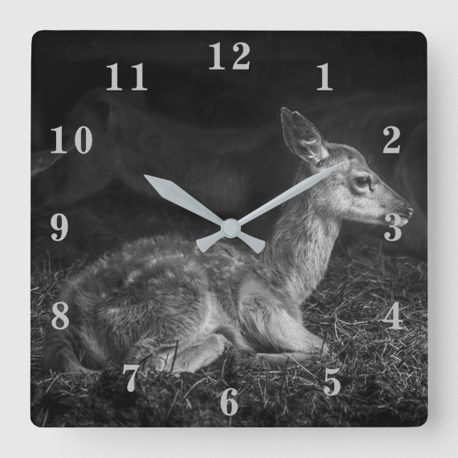 Baby Deer Square Wall Clock (Front)