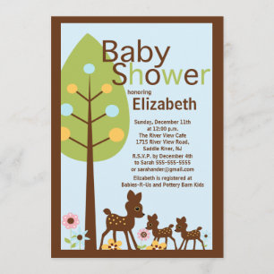 Baby Deer Twins Multiple Baby Shower Invitation