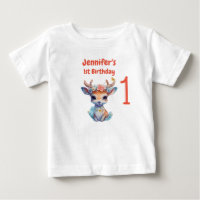 Baby Deer with Antlers and Flower 1st Birthday