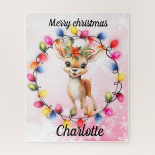Baby Deer within a wreath of lights Jigsaw Puzzle