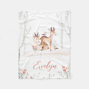 Baby Deer Woodland Blanket   30x40 Fleece