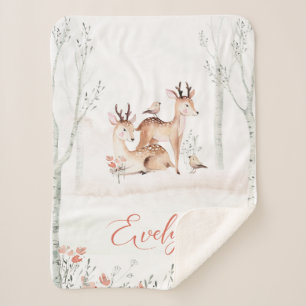 Baby Deer Woodland Blanket   30x40 Sherpa