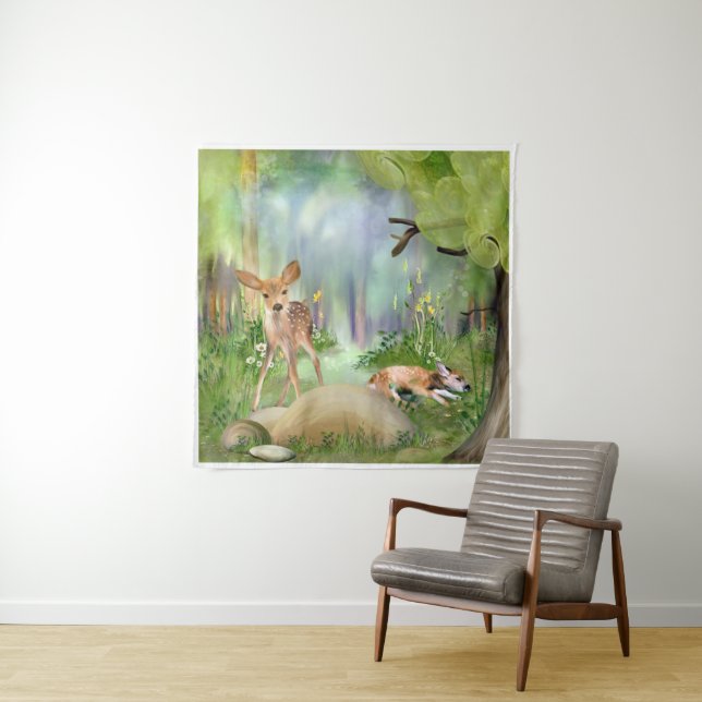 Baby Deer Woodland Friends Tapestry (In Situ)