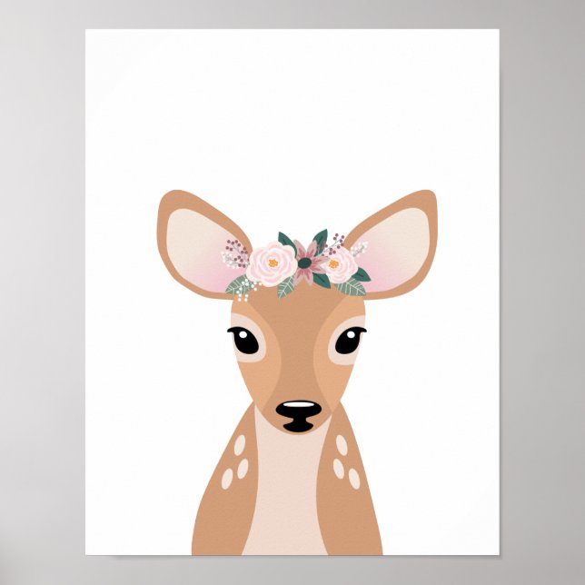 Baby Deer Woodland Nursery Wall Art Print (Front)