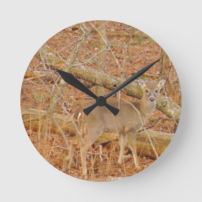 Baby Deer's First  winter Round Clock (Front)