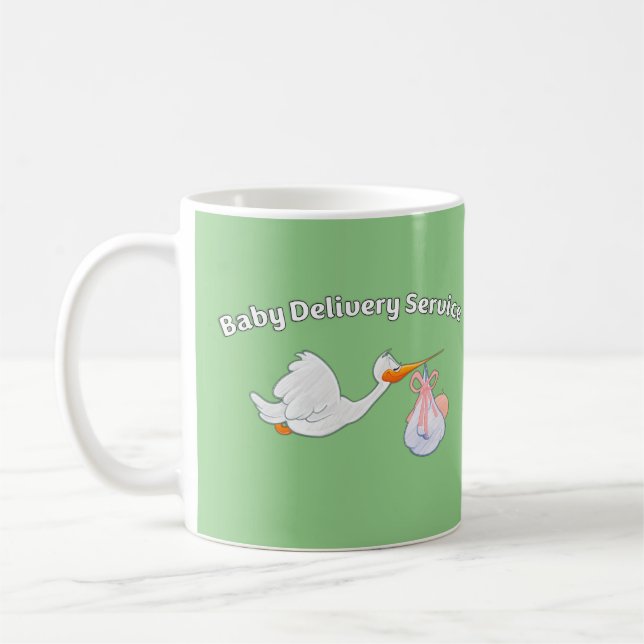 Baby Delivery Service Funny Midwife Stork Baby Coffee Mug (Left)