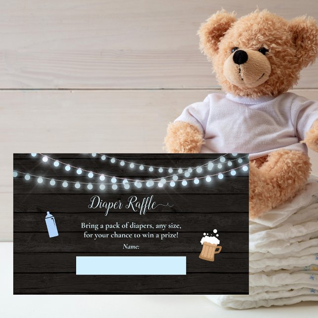 Baby Diaper Raffle Baby Brewing Blue Baby Shower Enclosure Card (Creator Uploaded)