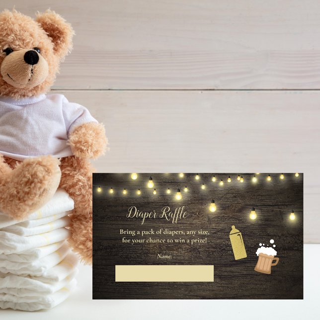 Baby Diaper Raffle Baby Brewing Gold Baby Shower Enclosure Card (Creator Uploaded)