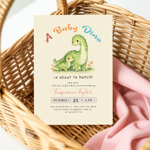 Baby Dino About to Hatch Dinosaur Baby Shower Invitation