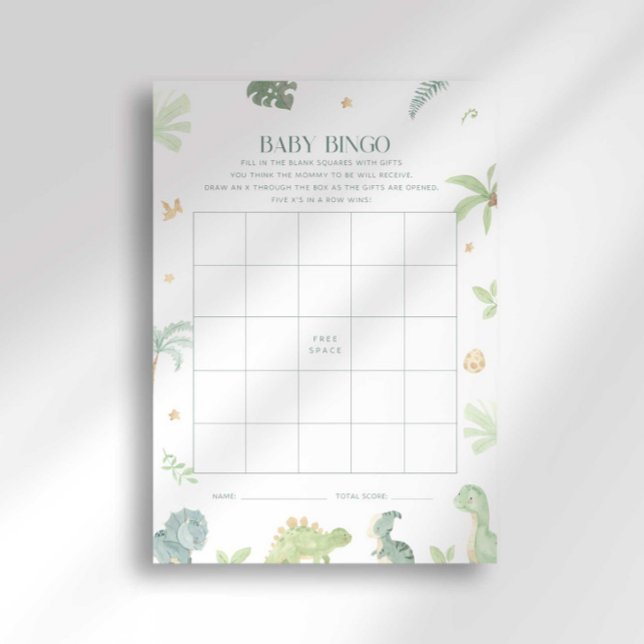 Baby Dino Baby Shower Bingo Game Invitation (Creator Uploaded)