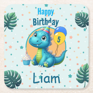 Baby Dino Birthday Coaster