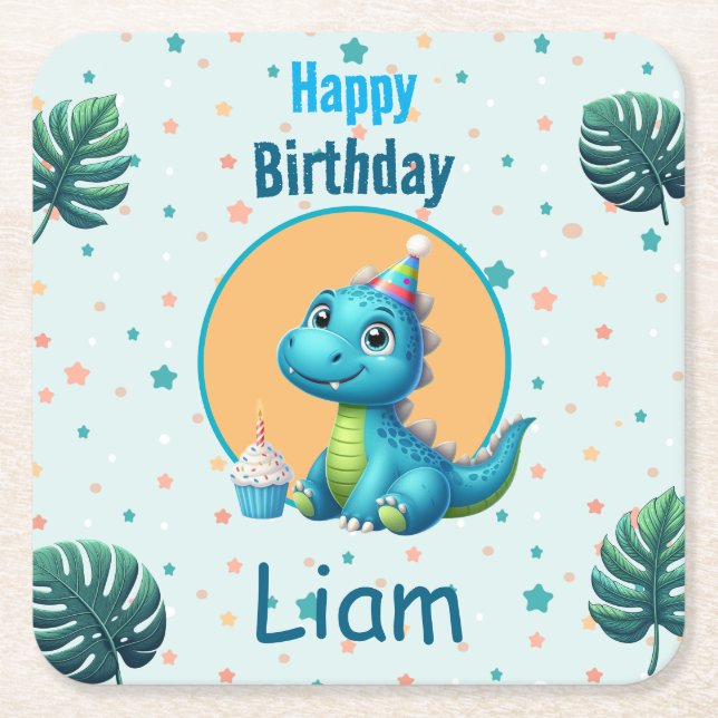 Baby Dino Birthday Coaster (Front)