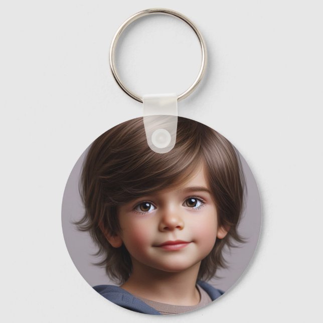 Baby Dino Birthday Photo Keychain! Key Ring (Front)