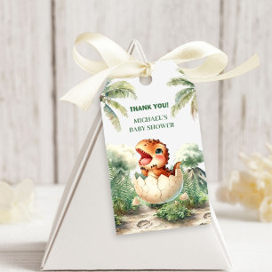 Baby Dino Boy Hatching Soon Baby Shower Gift Tags