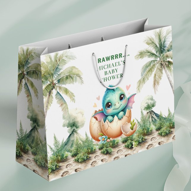 Baby Dino Egg Theme Hatching Soon Gift Bag (Baby Dino Egg Theme Hatching Soon Gift Bag)