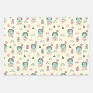 Baby Dino Wrapping Paper Flat Sheet Set of 3