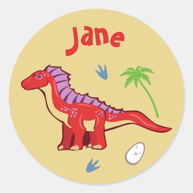 Baby Dinosaur Amargasaurus Classic Round Sticker (Front)