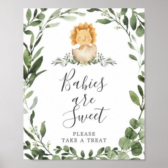 Baby Dinosaur Baby Shower Babies Are Sweet Sign (Front)
