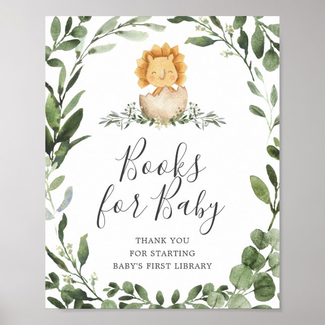 Baby Dinosaur Baby Shower Books For Baby Sign (Front)