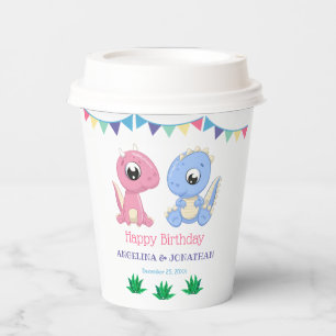 Baby Dinosaur Boy and Girl Joint Birthday Paper Cups