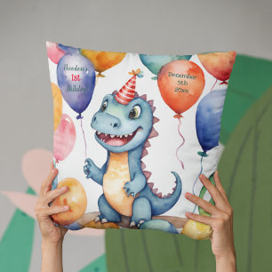 Baby Dinosaur Boys Personalised Birthday Cushion