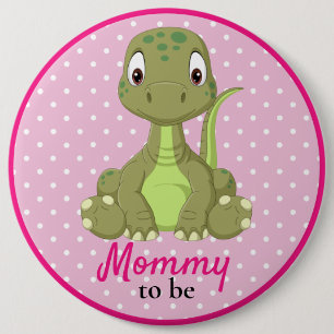 Baby Dinosaur Mommy T rex Pink Baby Shower  Button