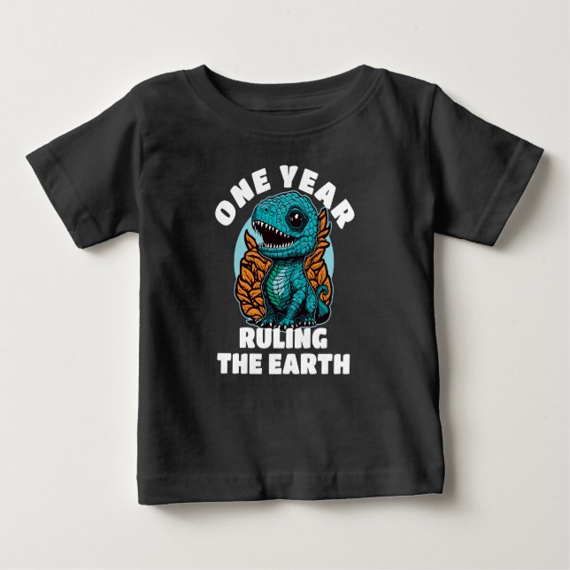 Baby Dinosaur One Year Old Birthday Baby T-Shirt (Front)