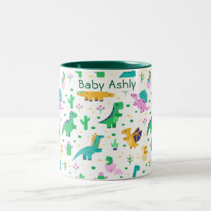 Baby dinosaur personalised boys name coffee mug