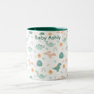 Baby dinosaur personalised boys name coffee mug