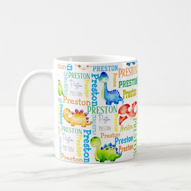 Baby dinosaur personalised boys name   coffee mug (Left)