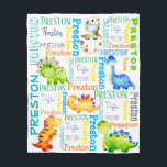 Baby dinosaur personalised boys name   fleece blanket<br><div class="desc">Baby dinosaur personalised boys name blanket. Makes a wonderful long lasting gift for a boy. Up to 7 letters name</div>