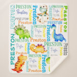 Baby dinosaur personalised boys name    sherpa blanket<br><div class="desc">Baby dinosaur personalised boys name blanket. Makes a wonderful long lasting gift for a boy. Up to 7 letters name</div>