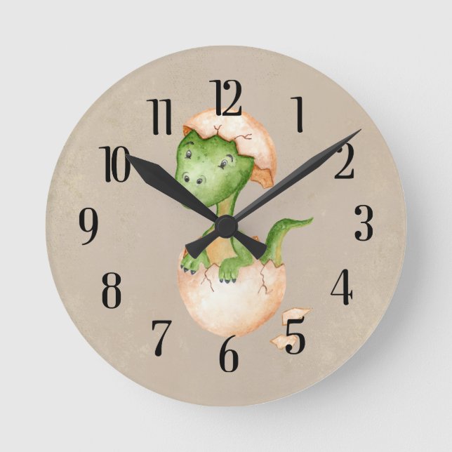 Baby Dinosaur Round Clock (Front)