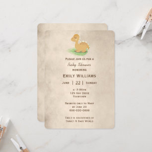Baby Dinosaur Sepia Invitation