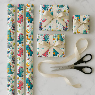 Baby Dinosaur Teal Dino Wrapping Paper Bundle Set