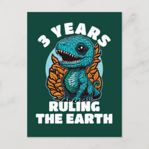 Baby Dinosaur Three Years Old Birthday Postcard