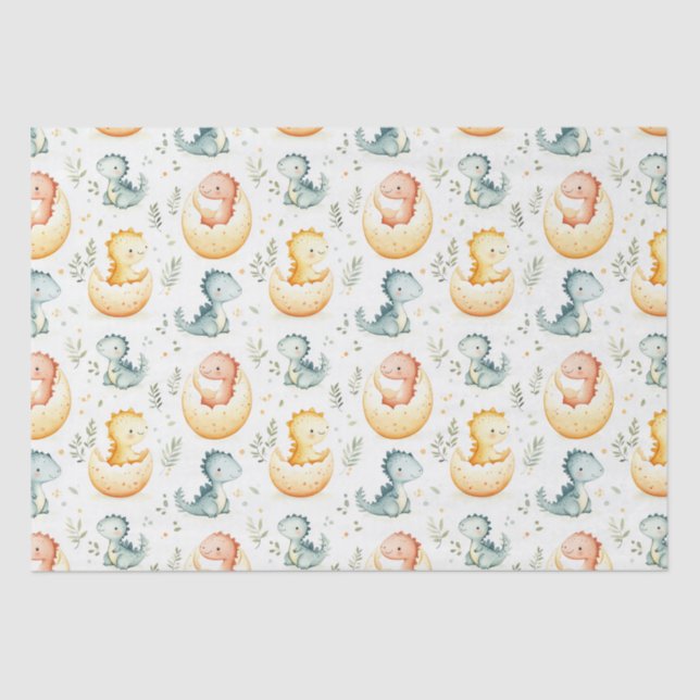 Baby dinosaurs and baby shower  tissue paper (Front)