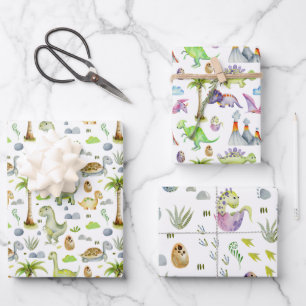 Baby Dinosaurs Hatching Eggs Wrapping Paper Sheet