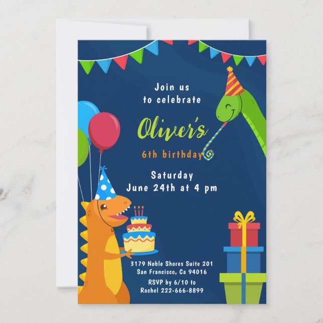 Baby Dinosaurs Kids Birthday Invitation (Front)