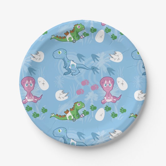 Baby Dinosaurs Paper Plate (Front)