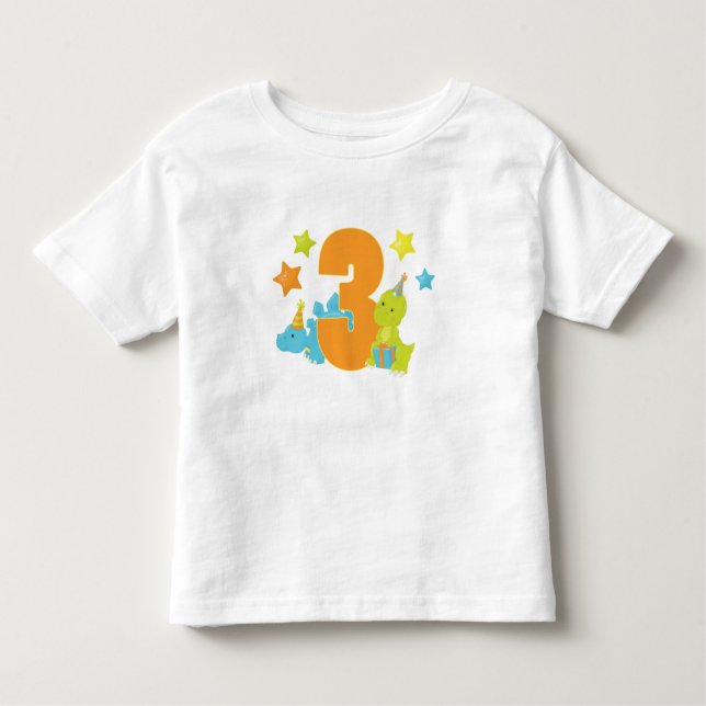 Baby Dinosaurs Three Year Old Birthday Shirt (Front)