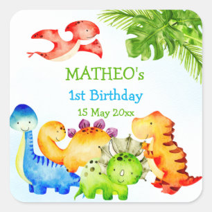 Baby dinosaurs toddler birthday party  square sticker