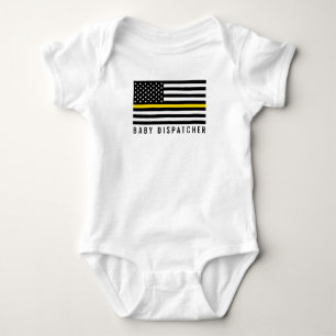 Baby Dispatcher Thin Yellow Line American Flag Bodysuit
