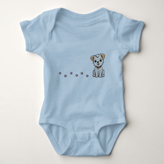 Baby dog with footprints T-Shirt Baby Bodysuit (Front)