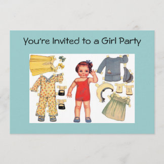 Baby Doll Paper Doll Invitations