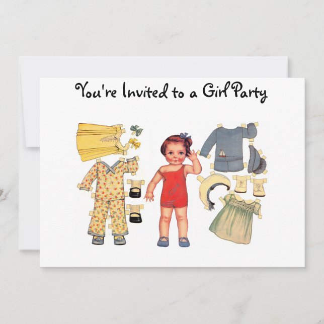 Baby Doll Paper Doll Invitations (Front)