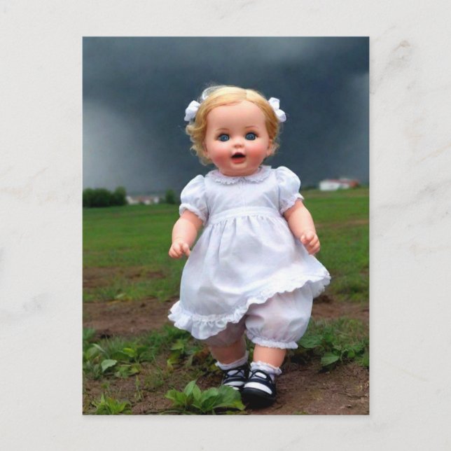 Baby Doll Running From Storm Postcard (Front)