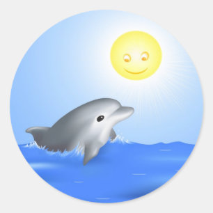 Baby Dolphin Classic Round Sticker