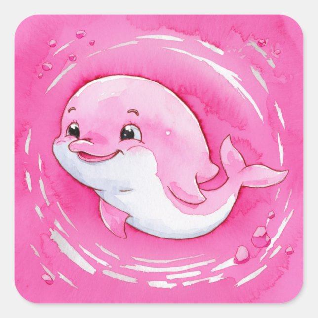 Baby Dolphin Square Sticker (Front)